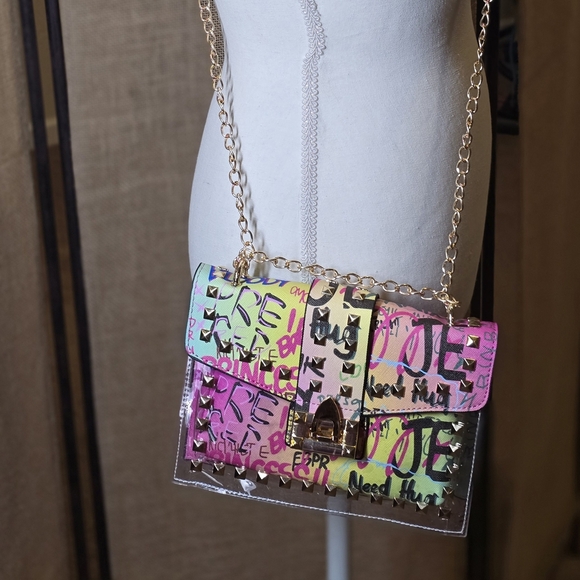 Graffiti Chain Shoulder Or Crossbody Bag - Picture 6 of 6
